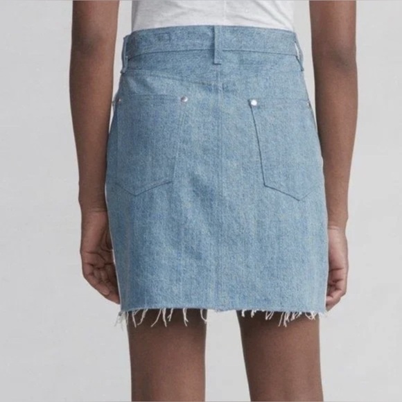 NWT Rag & Bone Two Tone Double Blue Denim Jean Moss Skirt 25 - Picture 3 of 14